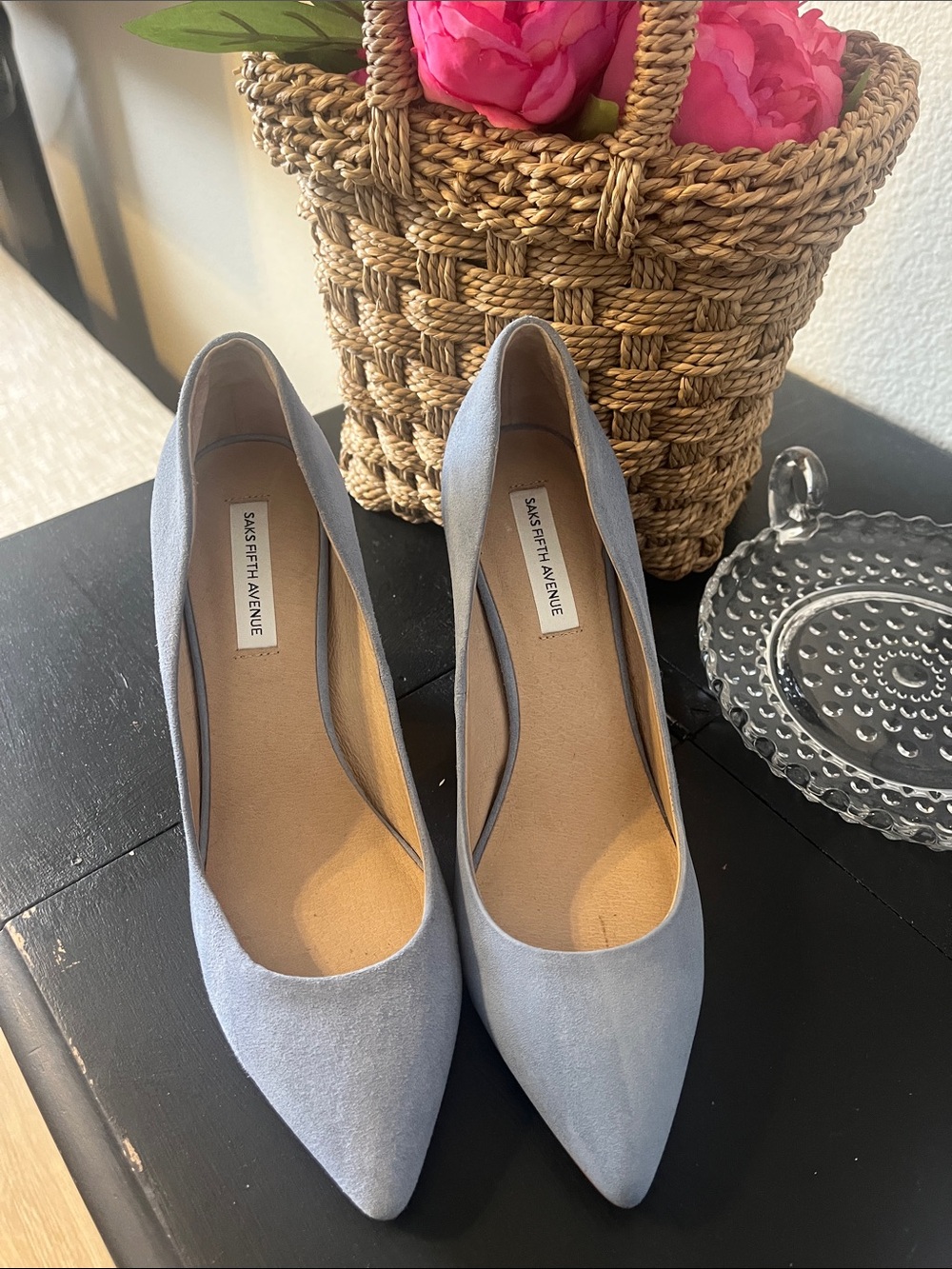 Saks Fifth Avenue Powder Blue Pointed-Toe Heels